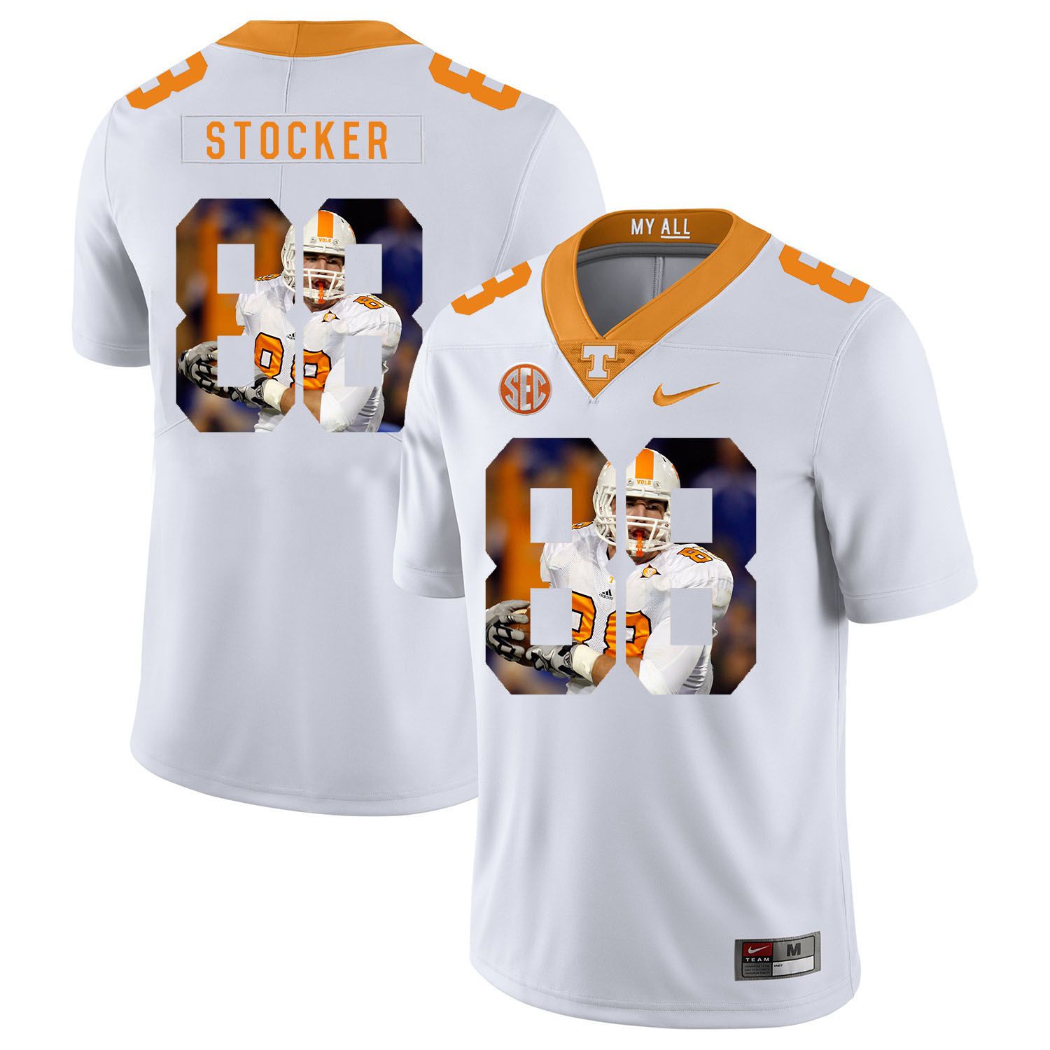 Men Tennessee Volunteers 88 Stocker White Fashion Edition Customized NCAA Jerseys